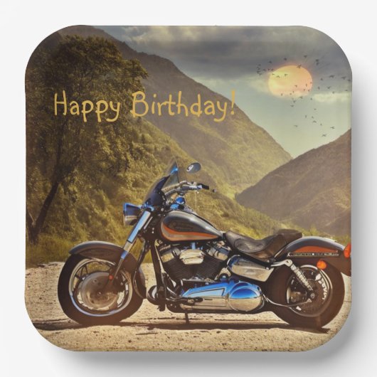 Happy Birthday-motorfiets Papieren Bordje (Voorkant)