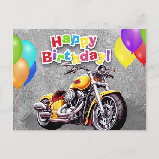 Happy birthday! motorrijder briefkaart (Voorkant)