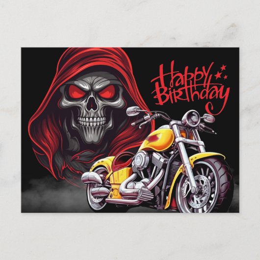 Happy birthday! motorrijder briefkaart (Voorkant)