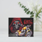 Happy birthday! motorrijder briefkaart (Staand voorkant)