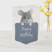 Happy Birthday Mouse in Pocket Kaart (Gele Bloem)