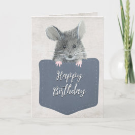 Happy Birthday Mouse in Pocket Kaart