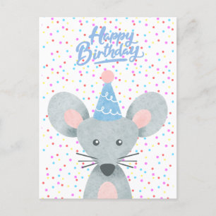 Happy Birthday Mouse Party Pet Confetti Festive Briefkaart