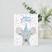 Happy Birthday Mouse Party Pet Confetti Festive Briefkaart (Staand voorkant)