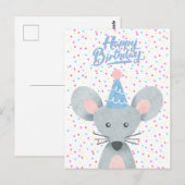 Happy Birthday Mouse Party Pet Confetti Festive Briefkaart (Voorkant / Achterkant)