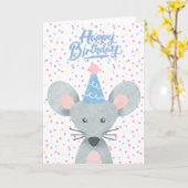 Happy Birthday Mouse Party Pet Confetti Greeting Kaart (Gele Bloem)