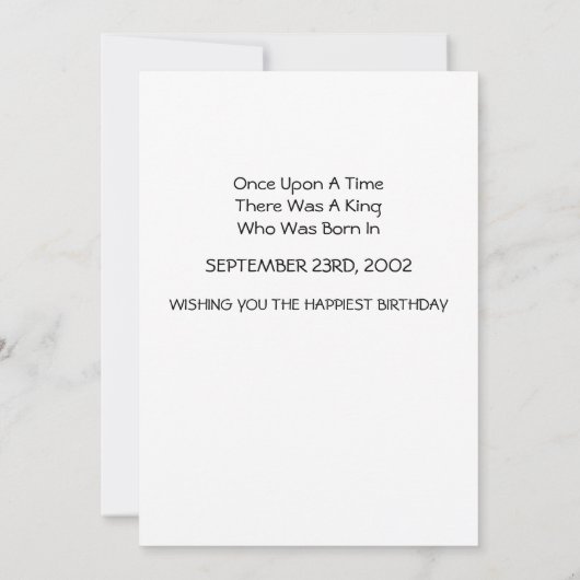 Happy Birthday Mr King Funny Birthday Card (Achterkant)