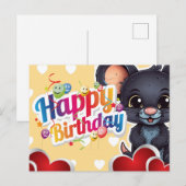 Happy birthday! muis briefkaart (Voorkant / Achterkant)