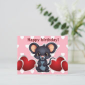 Happy birthday! muis briefkaart (Staand voorkant)