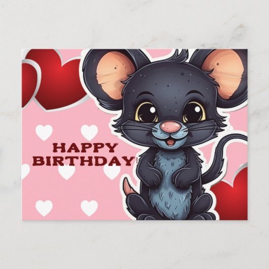 Happy birthday! muis briefkaart (Voorkant)