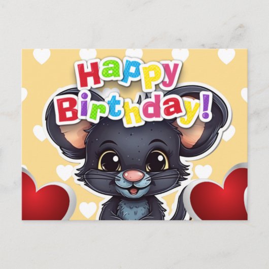 Happy birthday! muis briefkaart (Voorkant)