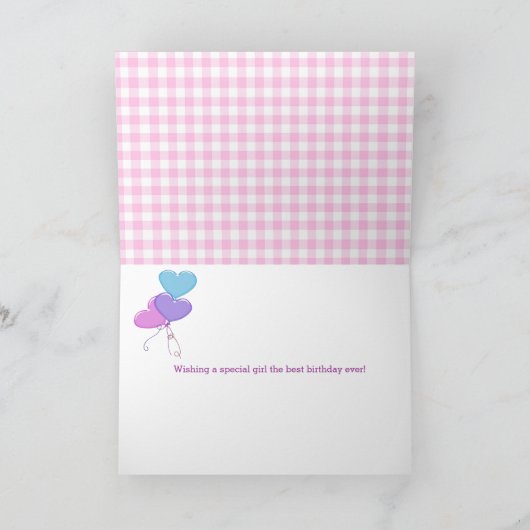 Happy Birthday-muizen op roze gingham Kaart (Binnen)