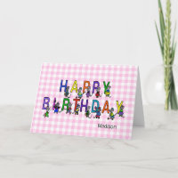 Happy Birthday-muizen op roze gingham