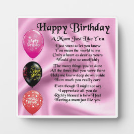 Happy Birthday Mum Poem Plaque Fotoplaat