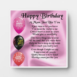 Happy Birthday Mum Poem Plaque Fotoplaat