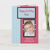 Happy Birthday Mum roze en blauwe foto Kaart (Voorkant)