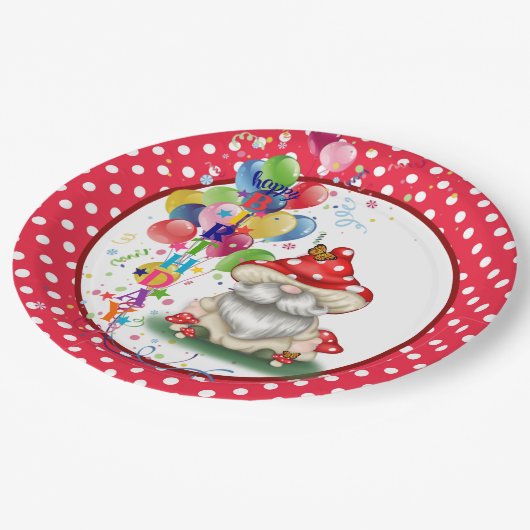 Happy Birthday Mushroom Gnome Paper Bord (Gekanteld)