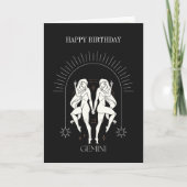 Happy Birthday Mystic Gemini Zodiac Horoscoop Kaar (Voorkant)