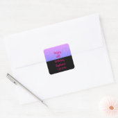 Happy Birthday naam Glittery Roos Gold Pink Black Vierkante Sticker (Envelop)
