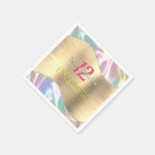 Happy Birthday, naam: Leeftijd Iridescent & Gold W Servet (Hoek)