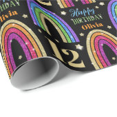 Happy Birthday Naam Rainbow Wrapping Paper Cadeaupapier (Rol Hoek)