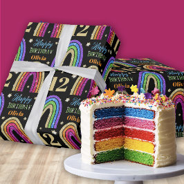Happy Birthday Naam Rainbow Wrapping Paper Cadeaupapier