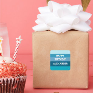 Happy Birthday Naam Sjabloon Papier Bord Vierkante Sticker