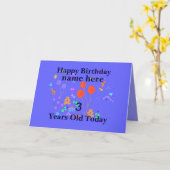 Happy Birthday Naam toevoegen 3 jaar oud Kaart (Gele Bloem)