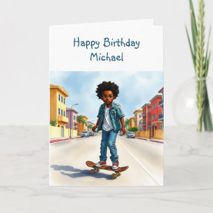 Happy Birthday (naam toevoegen)   Jongen op de fie Kaart