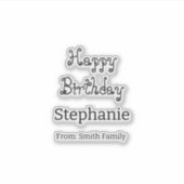 Happy Birthday Naam Typografie Modern Eenvoudig Sticker (Voorkant)