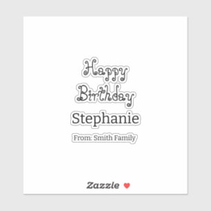 Happy Birthday Naam Typografie Modern Eenvoudig Sticker