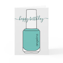 Happy Birthday Nail poolse kunst blauwgroen Kaart