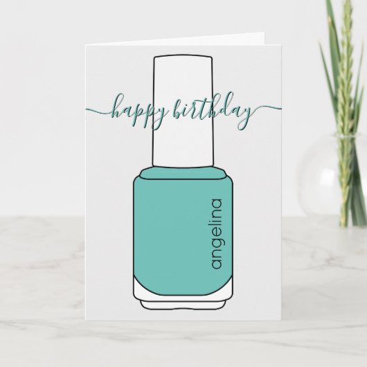 Happy Birthday Nail poolse kunst blauwgroen Kaart (Voorkant)