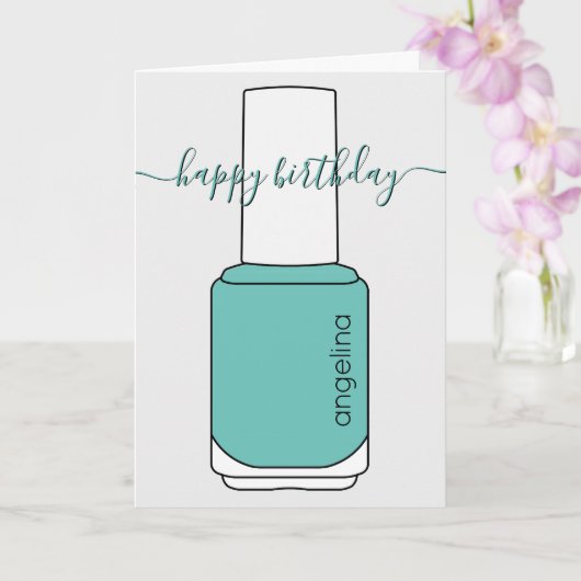 Happy Birthday Nail poolse kunst blauwgroen Kaart (Orchidee)