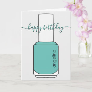 Happy Birthday Nail poolse kunst blauwgroen Kaart