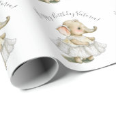Happy Birthday Name Elephant Persoonlijk Cadeaupapier (Rol Hoek)