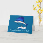 Happy Birthday Name  met Sailfish Kaart (Gele Bloem)