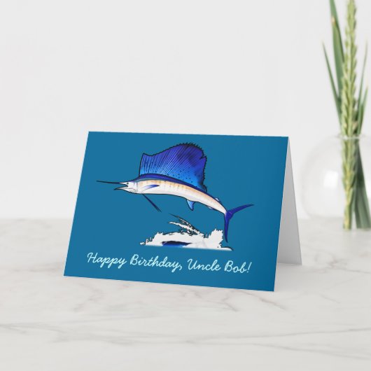Happy Birthday Name  met Sailfish Kaart (Voorkant)