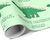 Happy Birthday Name met Stegosaurus Cadeaupapier (Rol Hoek)