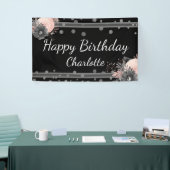 Happy Birthday Name Pink Flowers Confetti Spandoek (Beurs)