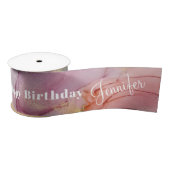 Happy Birthday Named Pastel Abstract Satin Ribbon Satijnen Lint (Spoel)
