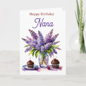 Happy Birthday Nana | Lilacs and Cupcakes Kaart (Voorkant)