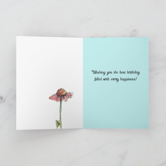 Happy Birthday Nana Pink Wildflowers Waterverf Kaart (Binnen)