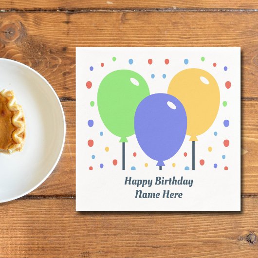 Happy Birthday Napkin met gekleurde ballonnen Servet