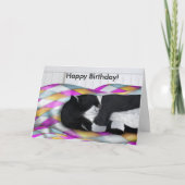 Happy Birthday Napping Tuxedo Kat Kaart (Voorkant)