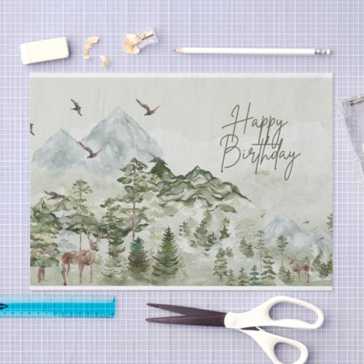 Happy Birthday Natuur en buitenliefhebber Tissuepapier (Craft)