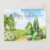 Happy Birthday Natuur Landscape en Daisy Flowers Briefkaart (Voorkant)