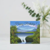 Happy Birthday Natuur Mountain Landscape Waterval Feestdagenkaart (Staand voorkant)