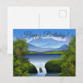 Happy Birthday Natuur Mountain Landscape Waterval Feestdagenkaart (Voorkant / Achterkant)