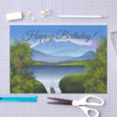 Happy Birthday Natuur Mountain Landscape Waterval Tissuepapier (Craft)